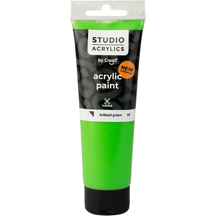 Creall Studio Acrylverf, semi-dekkend, brilliant green (50), 120 ml/ 1 fles