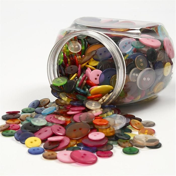 Boutons, d 12+18+20 mm, ass. de couleurs, 800 pièces/ 1 Pq.