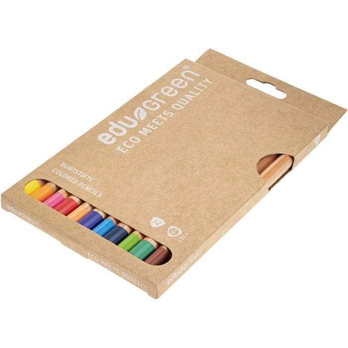 Crayons de Couleur Jumbo Edugreen, ép. 10 mm, mine 5 mm, ass. de couleurs, 12 pièces/ 1 Pq.