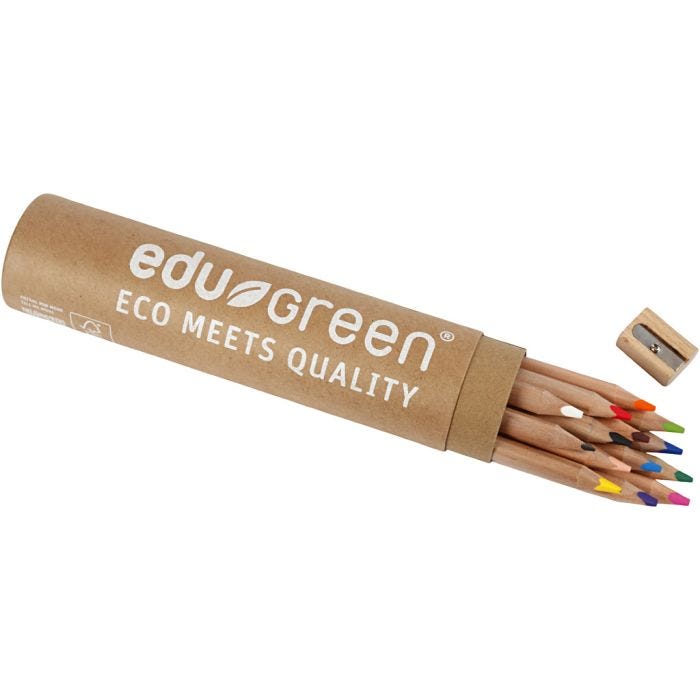 Crayons de Couleur Jumbo Edugreen, mine 5 mm, ass. de couleurs, 12 pièces/ 1 Pq.