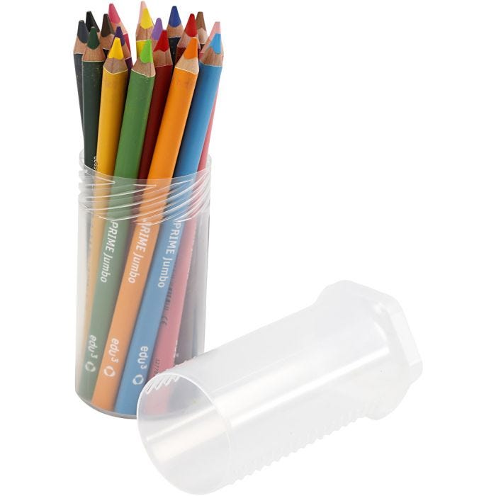 Crayons de Couleur Jumbo edu, ép. 10 mm, mine 6,25 mm, ass. de couleurs, 18 pièces/ 1 Pq.