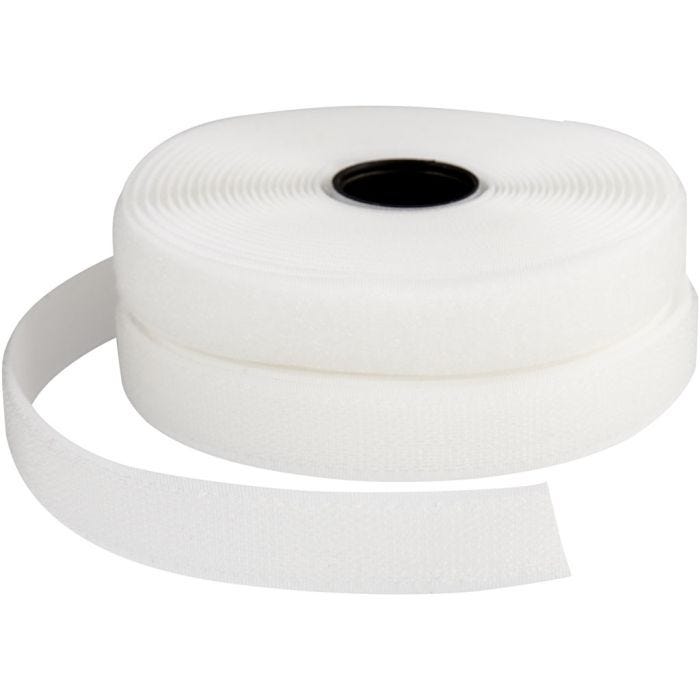 Velcro non-adhésif, L : 20 mm, blanc, 5 m/ 1 rouleau
