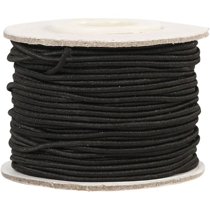 Cordon élastique, ép. 1 mm, noir, 25 m/ 1 rouleau