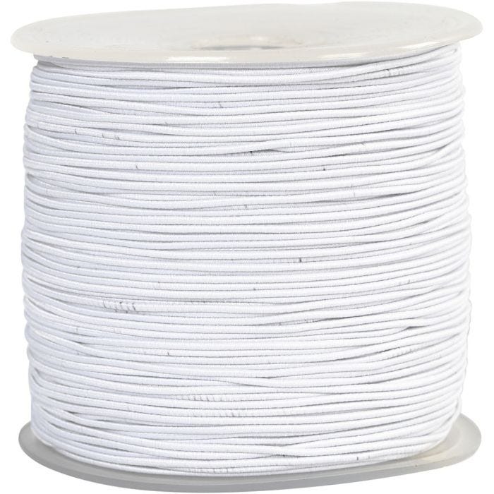 Elastisch koord, dikte 1 mm, wit, 250 m/ 1 rol