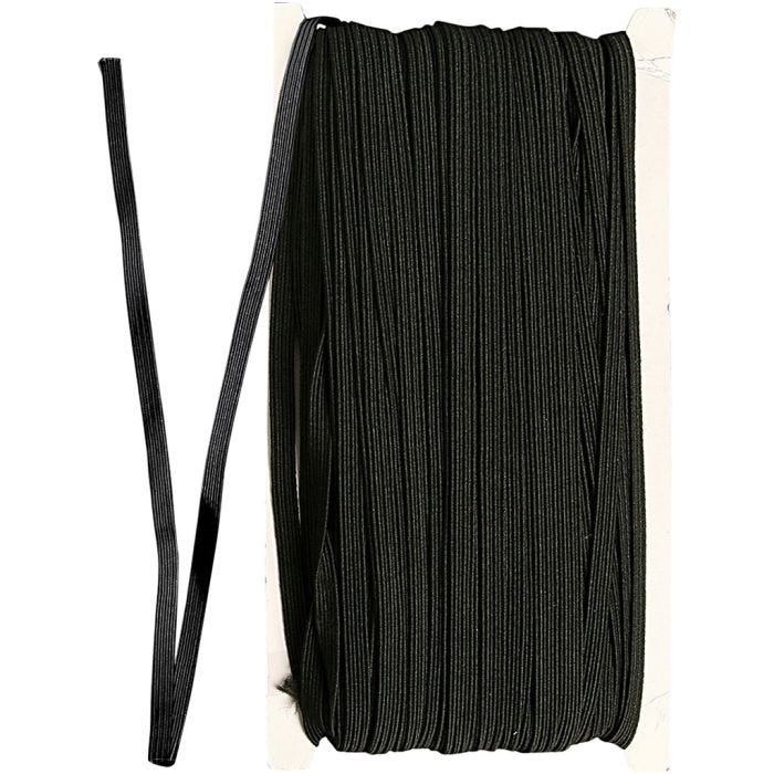 Cordon élastique, L : 6 mm, noir, 50 m/ 1 rouleau