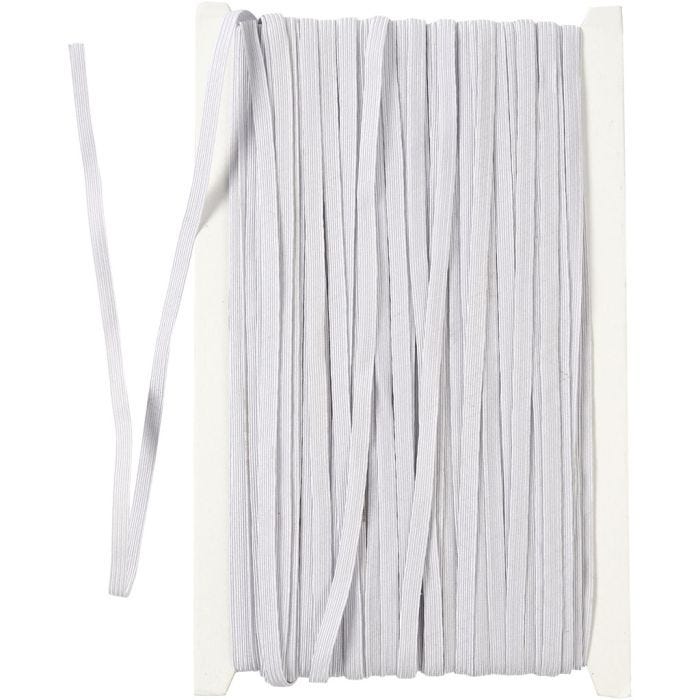 Cordon élastique, L : 6 mm, blanc, 50 m/ 1 rouleau
