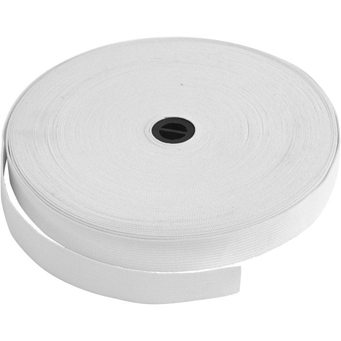 Ruban élastique, L : 20 mm, blanc, 25 m/ 1 rouleau