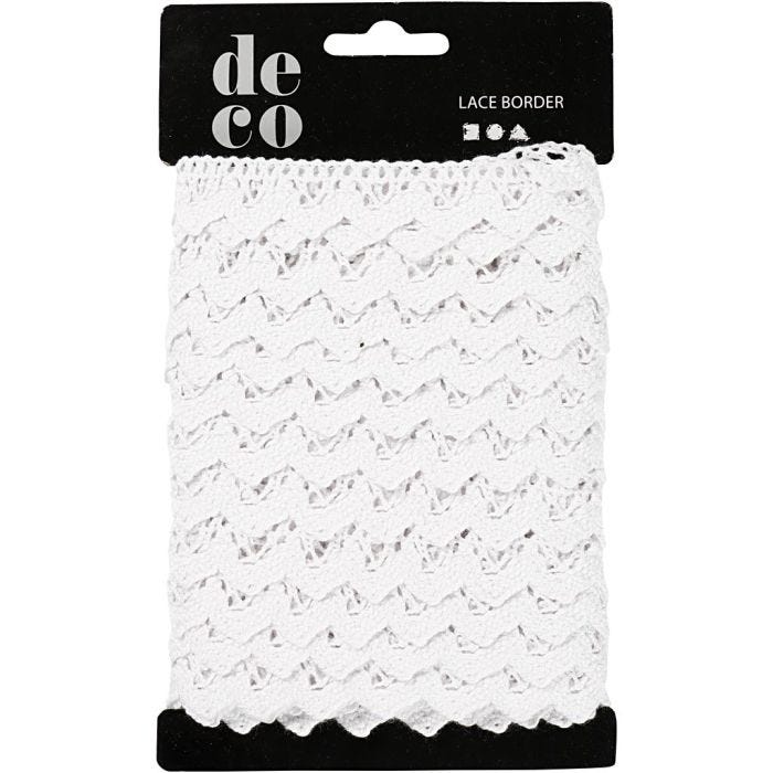 Ruban dentelle, L : 19 mm, blanc, 10 m/ 1 rouleau