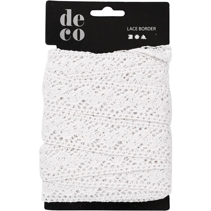 Ruban dentelle, L : 30 mm, blanc, 10 m/ 1 rouleau