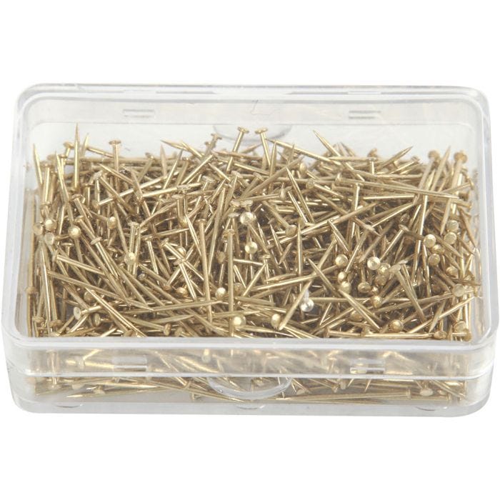 Epingles à tête, L : 16 mm, ép. 0,65 mm, or, 35 gr/ 1 Pq.