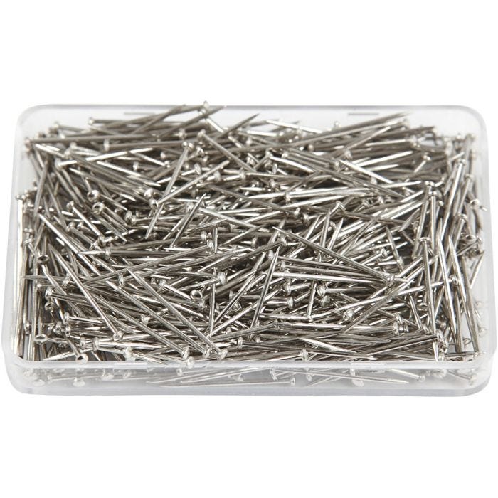 Epingles à tête, L : 16 mm, ép. 0,65 mm, argent, 35 gr/ 1 Pq.
