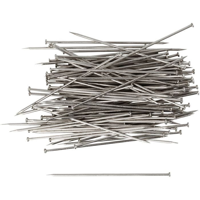 Epingles à tête, L : 34 mm, ép. 0,6 mm, argent, 50 gr/ 1 Pq.