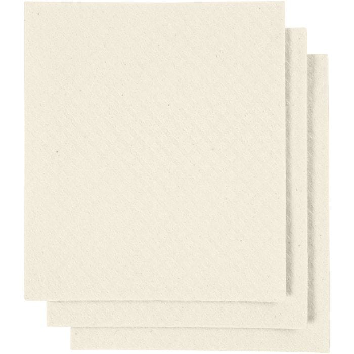 Chiffon éponge, dim. 17x19,5 cm, blanc cassé, 3 pièces/ 1 Pq.