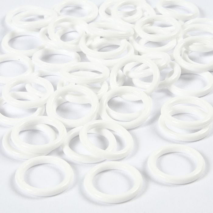 Bague en plastique, dim. 15 mm, ép. 2 mm, blanc, 50 pièces/ 1 Pq.