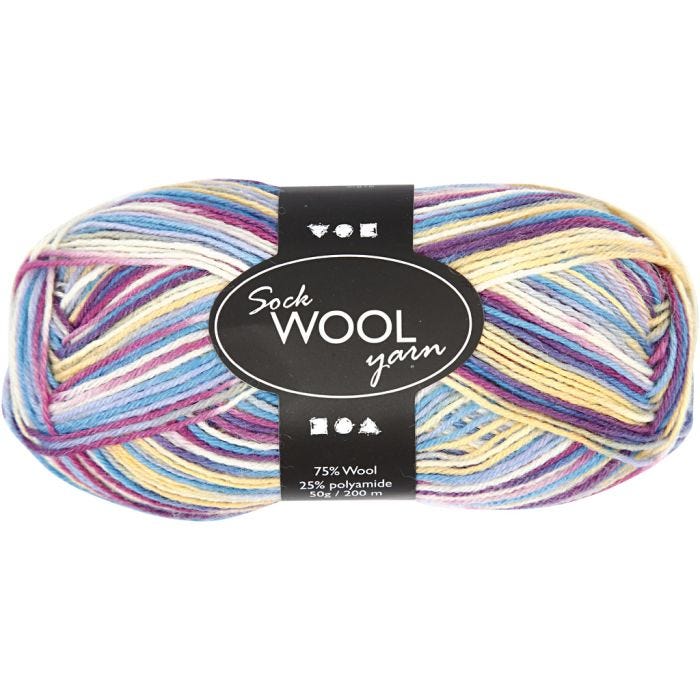 Sokkengaren, L: 200 M, paars/roze harmonie, 50 gr/ 1 bol