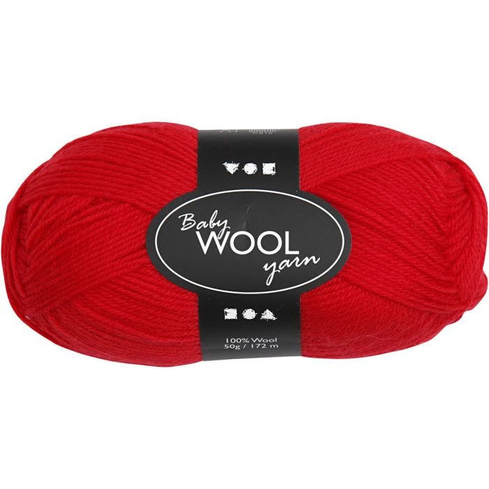 Laine pour Bébé, L : 172 M, rouge, 50 gr/ 1 boule