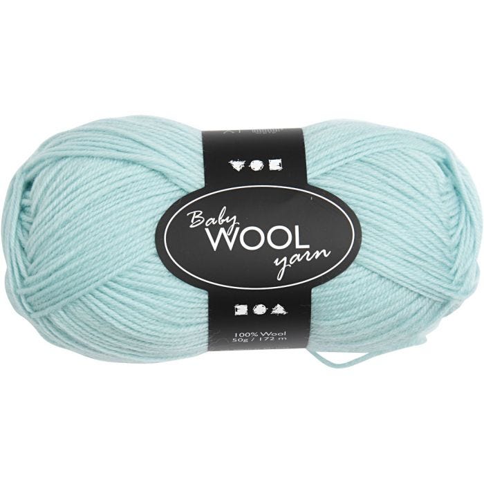 Laine pour Bébé, L : 172 M, vert menthe, 50 gr/ 1 boule