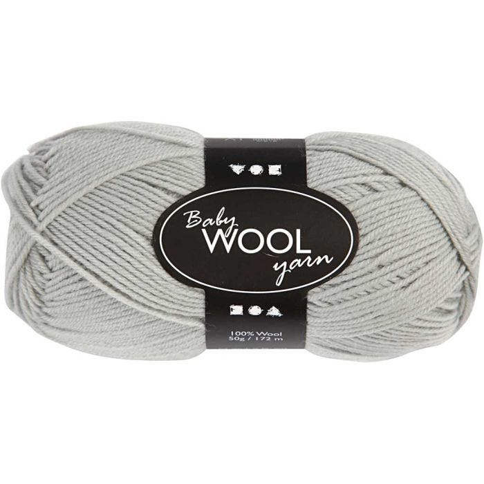 Laine pour Bébé, L : 172 M, gris clair, 50 gr/ 1 boule