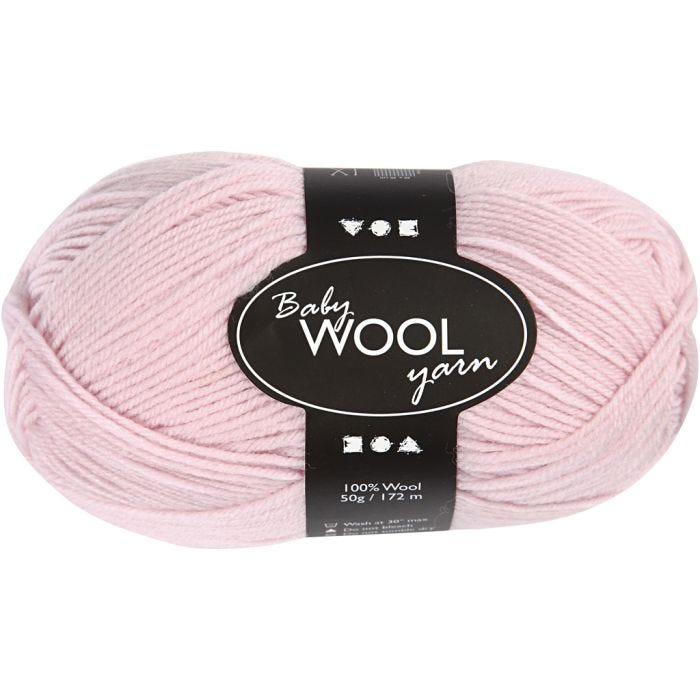 Laine pour Bébé, L : 172 M, rose clair, 50 gr/ 1 boule