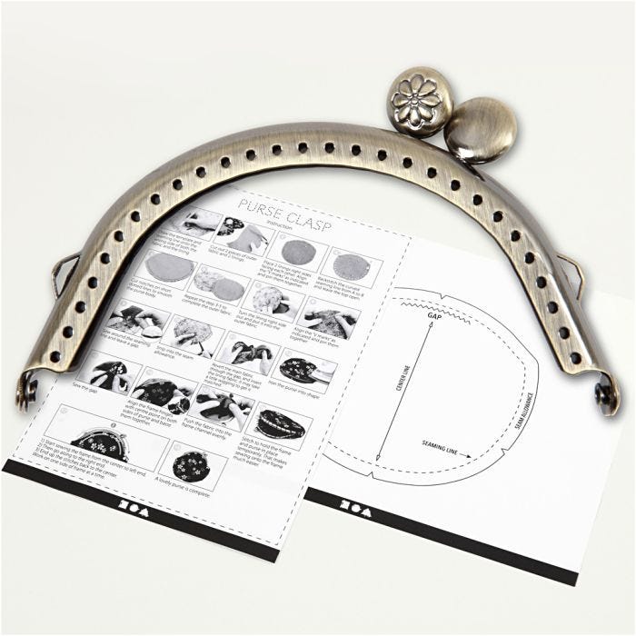 Kit fermoir petit sac, dim. 8 cm, laiton brossé, 1 pièce