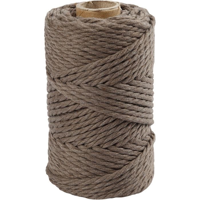 Cordon pour macramé, L : 55 M, d 4 mm, brun clair, 330 gr/ 1 rouleau
