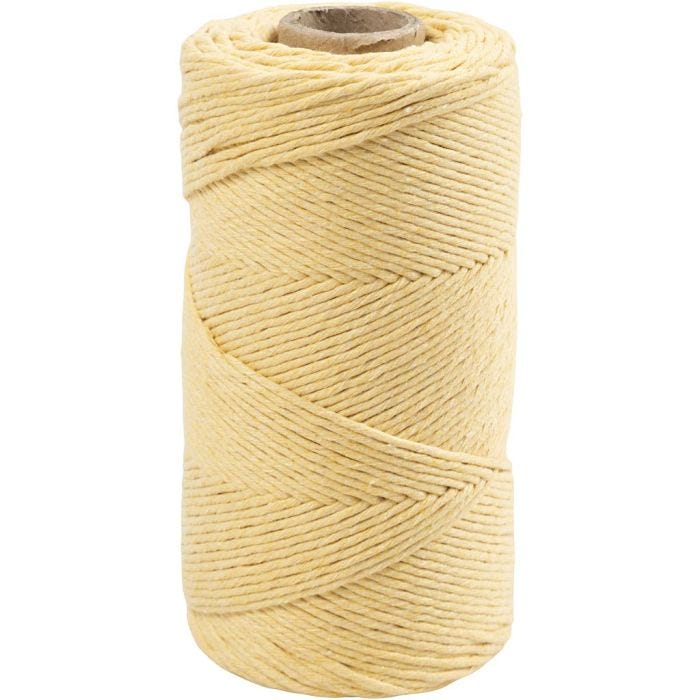 Cordon pour Macramé, L : 198 M, d 2 mm, jaune clair, 330 gr/ 1 rouleau