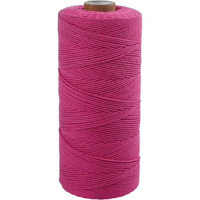 Cordon pour macramé, L : 315 M, ép. 1 mm, Qualité fine 12/12, rose, 220 gr/ 1 boule