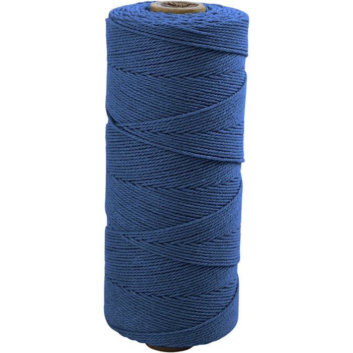 Cordon pour macramé, L : 315 M, ép. 1 mm, Qualité fine 12/12, bleu, 220 gr/ 1 boule