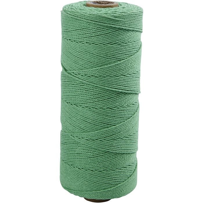 Cordon pour macramé, L : 315 M, ép. 1 mm, Qualité fine 12/12, vert clair, 220 gr/ 1 boule