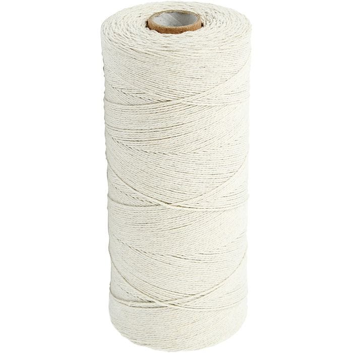 Ficelle de coton, L : 700 M, Qualité ultra fine 12/6, naturel clair, 250 gr/ 1 boule