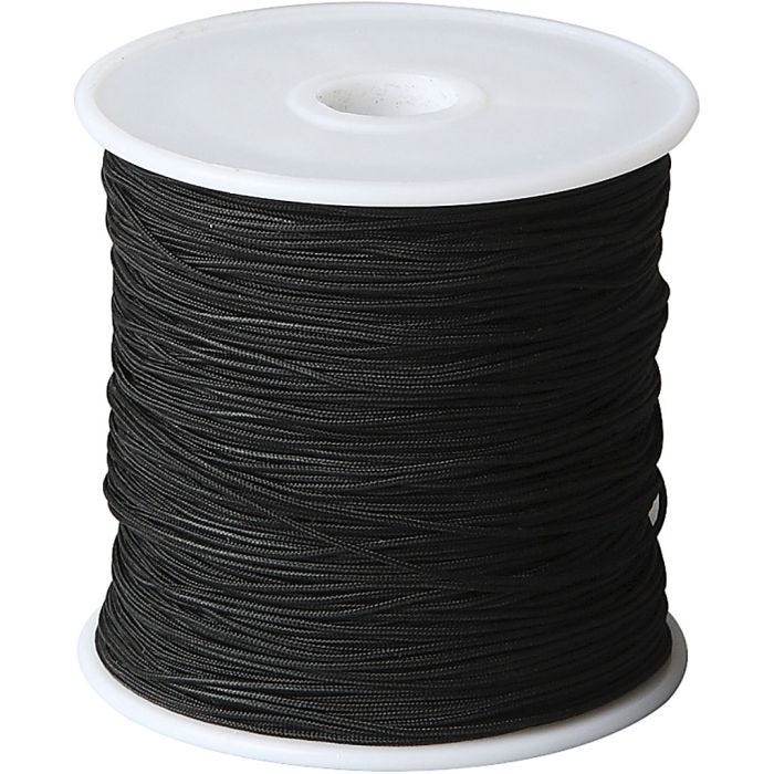 Cordon pour Macramé, ép. 0,8 mm, noir, 50 m/ 1 rouleau