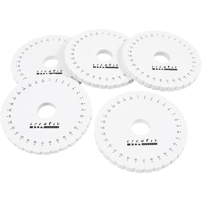 Disque de Tressage Kumihimo, d 12 cm, 5 pièces/ 1 Pq.