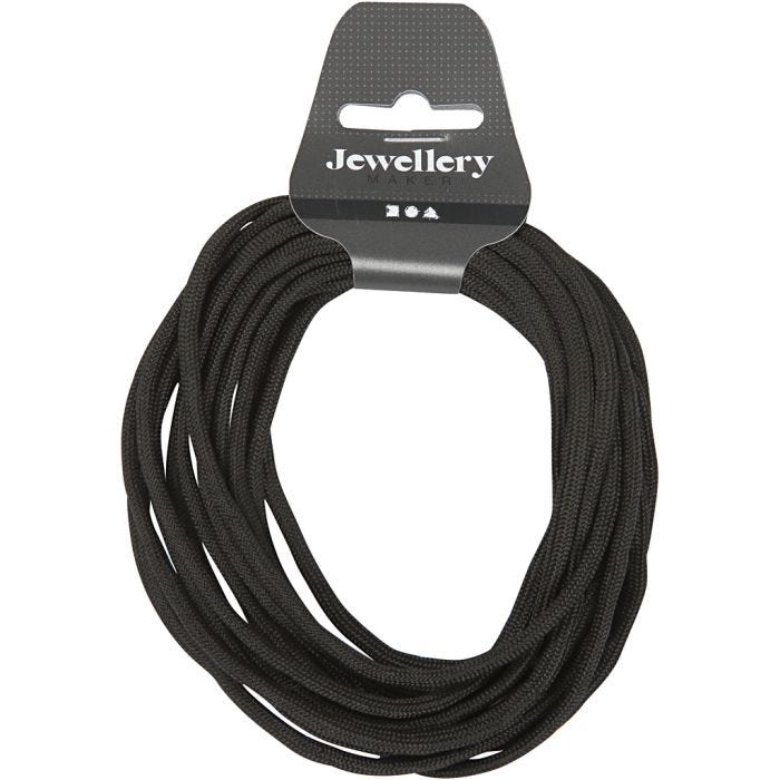 Cordon pour Macramé, L : 5 mm, noir, 4 m/ 1 rouleau
