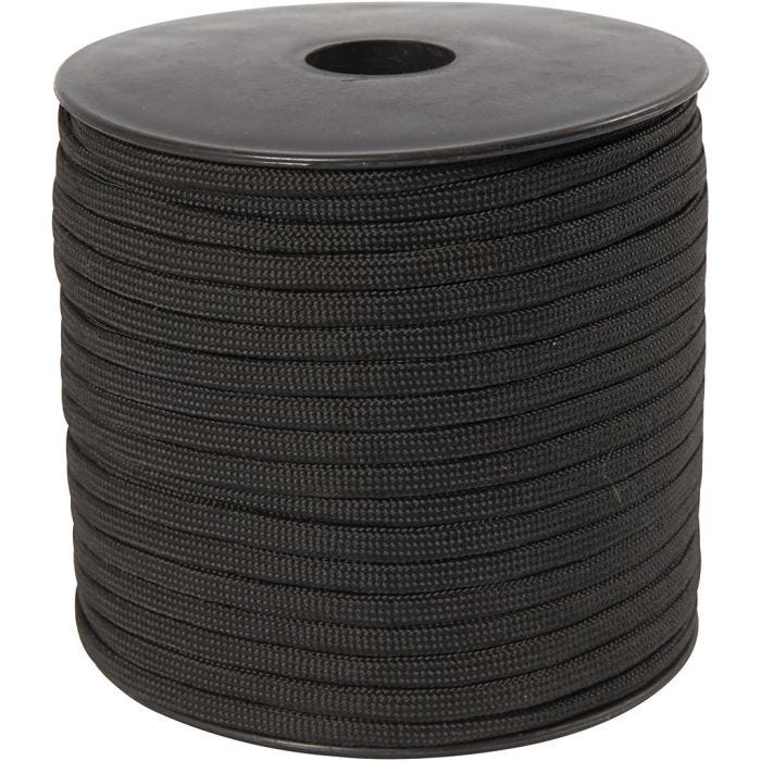 Cordon pour Macramé, L : 5 mm, noir, 50 m/ 1 rouleau