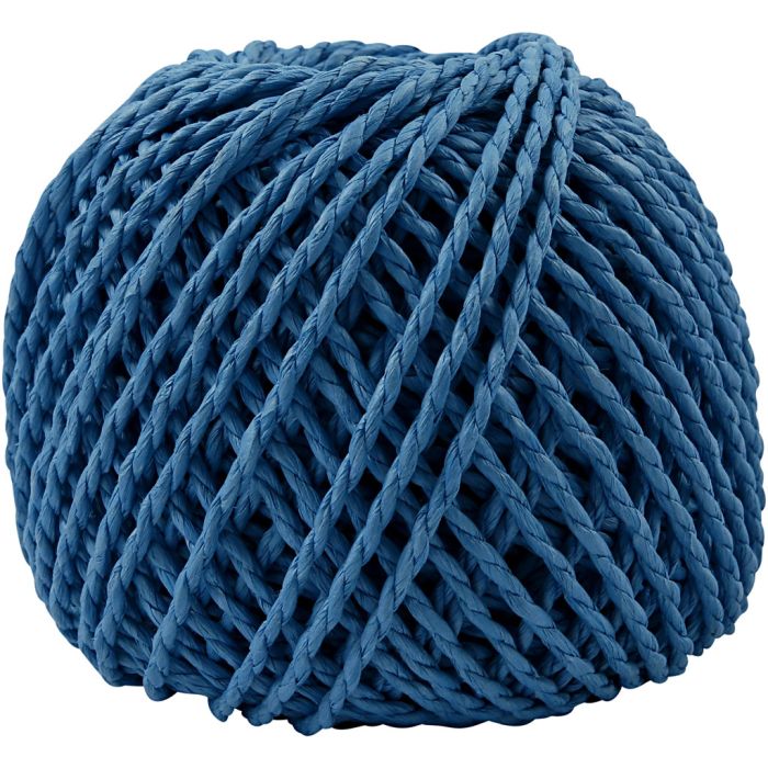 Ficelle de Papier, ép. 2,5-3 mm, bleu foncé, 150 gr, 40 m/ 1 boule