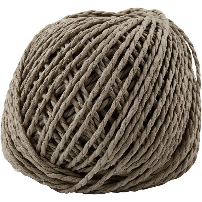 Ficelle de Papier, ép. 2,5-3 mm, brun clair, 150 gr, 40 m/ 1 boule