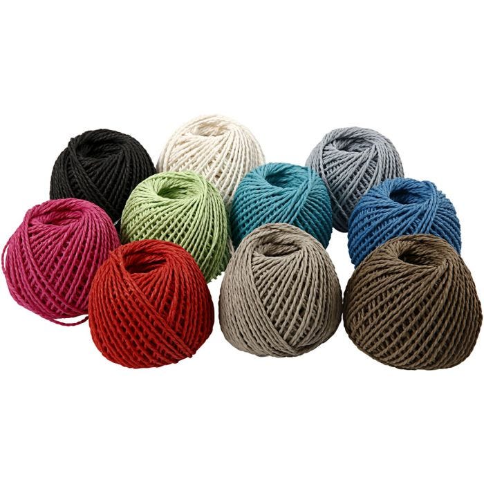 Ficelle papier - Assortiment, ép. 2,5-3 mm, 10x150 gr, 10x40 m/ 1 Pq.