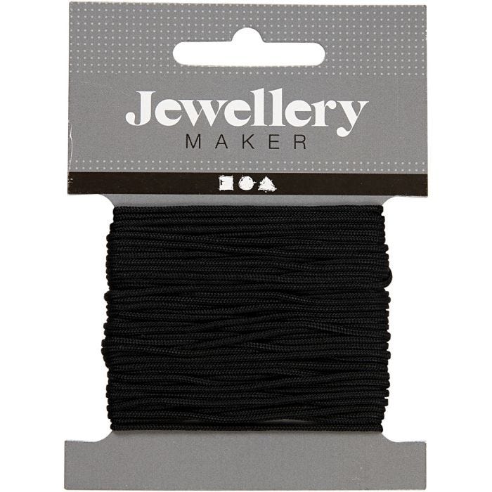 Cordon pour Macramé, ép. 1 mm, noir, 10 m/ 1 rouleau