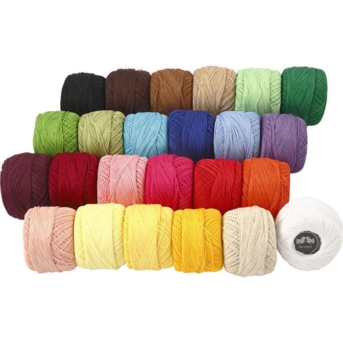 Pelote de Fil de Coton Mercerisé, ass. de couleurs, 24x20 gr/ 1 Pq.