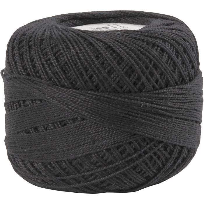 Pelote de Fil de Coton Mercerisé, noir, 20 gr/ 1 boule