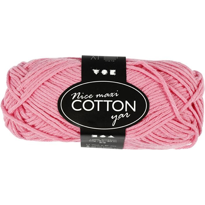 Pelote de fil de coton, dim. 8/8, L : 80-85 M, dim. maxi, rose clair, 50 gr/ 1 boule