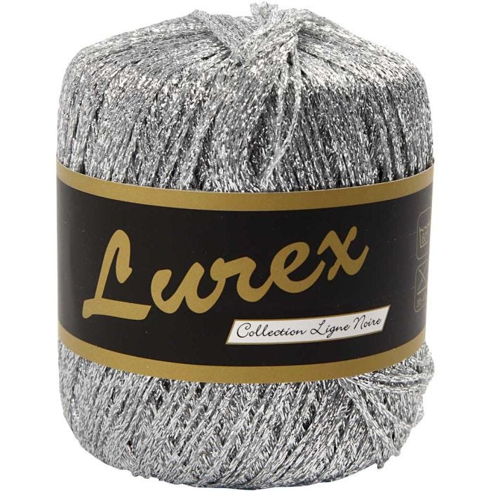 Pelote de Fil Pailleté, L : 160 M, argent, 25 gr/ 1 boule