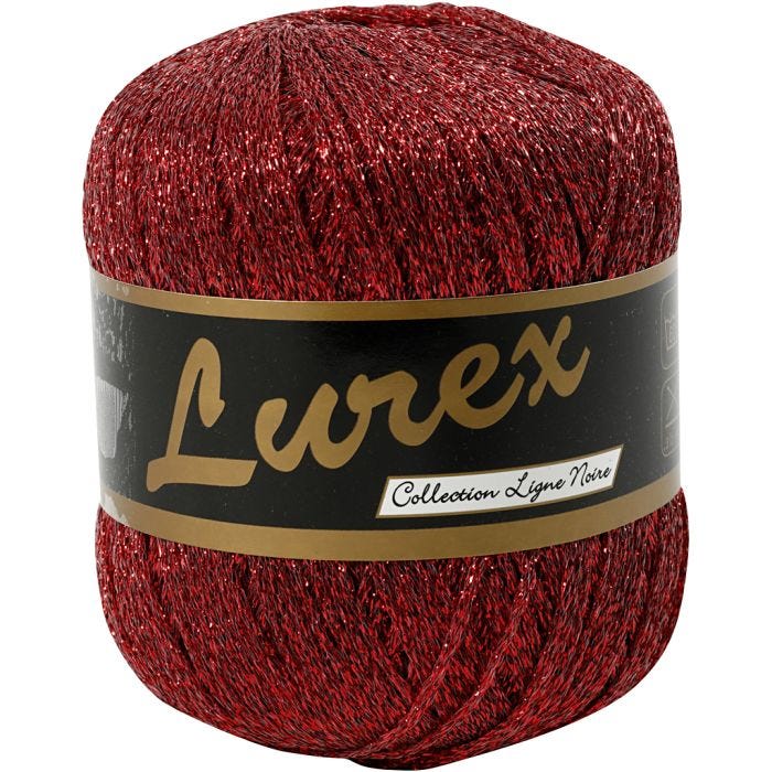 Pelote de Fil Pailleté, L : 160 M, rouge, 25 gr/ 1 boule