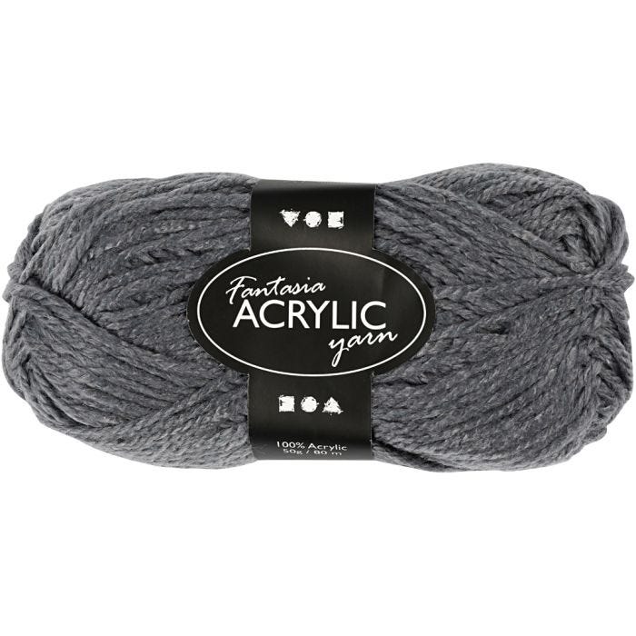 Pelote de laine acrylique Fantasia, L : 80 M, gris, 50 gr/ 1 boule