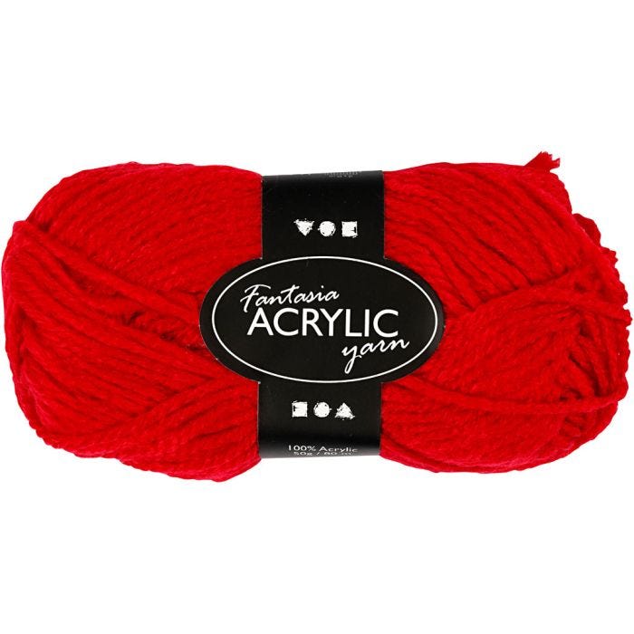 Pelote de laine acrylique Fantasia, L : 80 M, rouge, 50 gr/ 1 boule