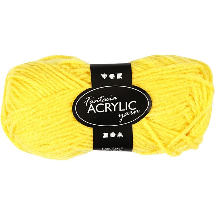 Pelote de laine acrylique Fantasia, L : 80 M, jaune, 50 gr/ 1 boule
