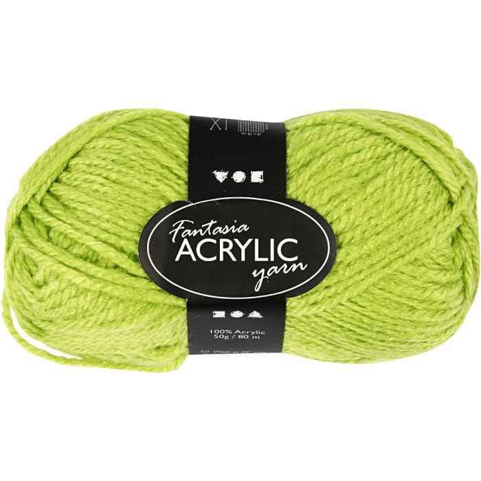 Pelote de laine acrylique Fantasia, L : 80 M, vert clair, 50 gr/ 1 boule