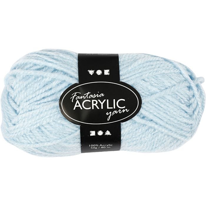 Pelote de laine acrylique Fantasia, L : 80 M, bleu clair, 50 gr/ 1 boule