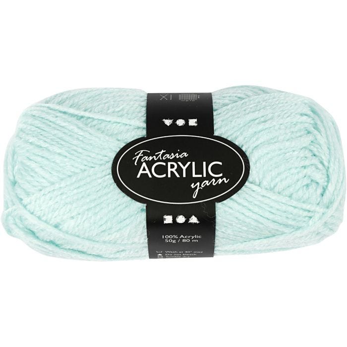 Pelote de laine acrylique Fantasia, L : 80 M, vert menthe, 50 gr/ 1 boule
