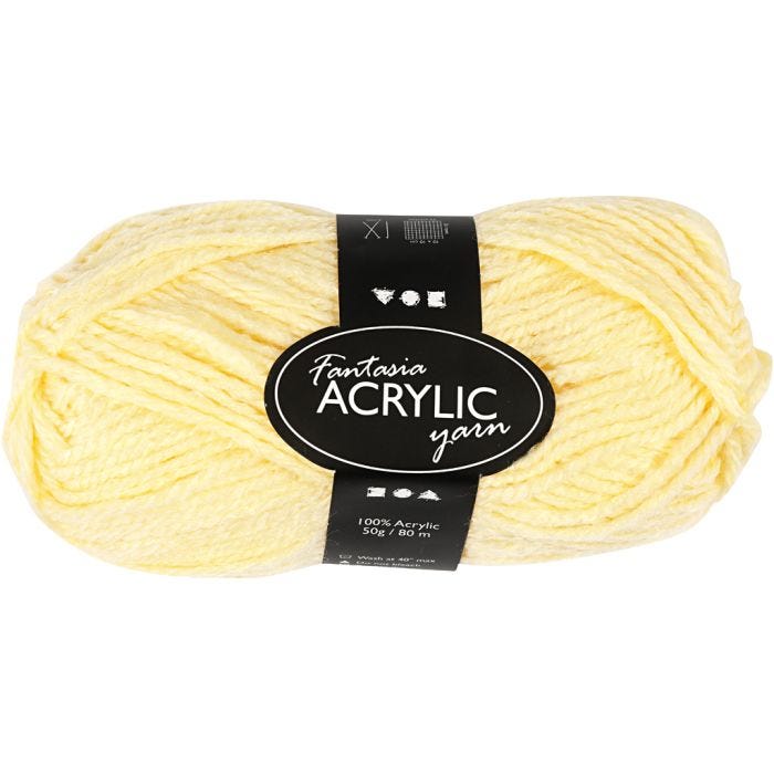 Pelote de laine acrylique Fantasia, L : 80 M, jaune clair, 50 gr/ 1 boule